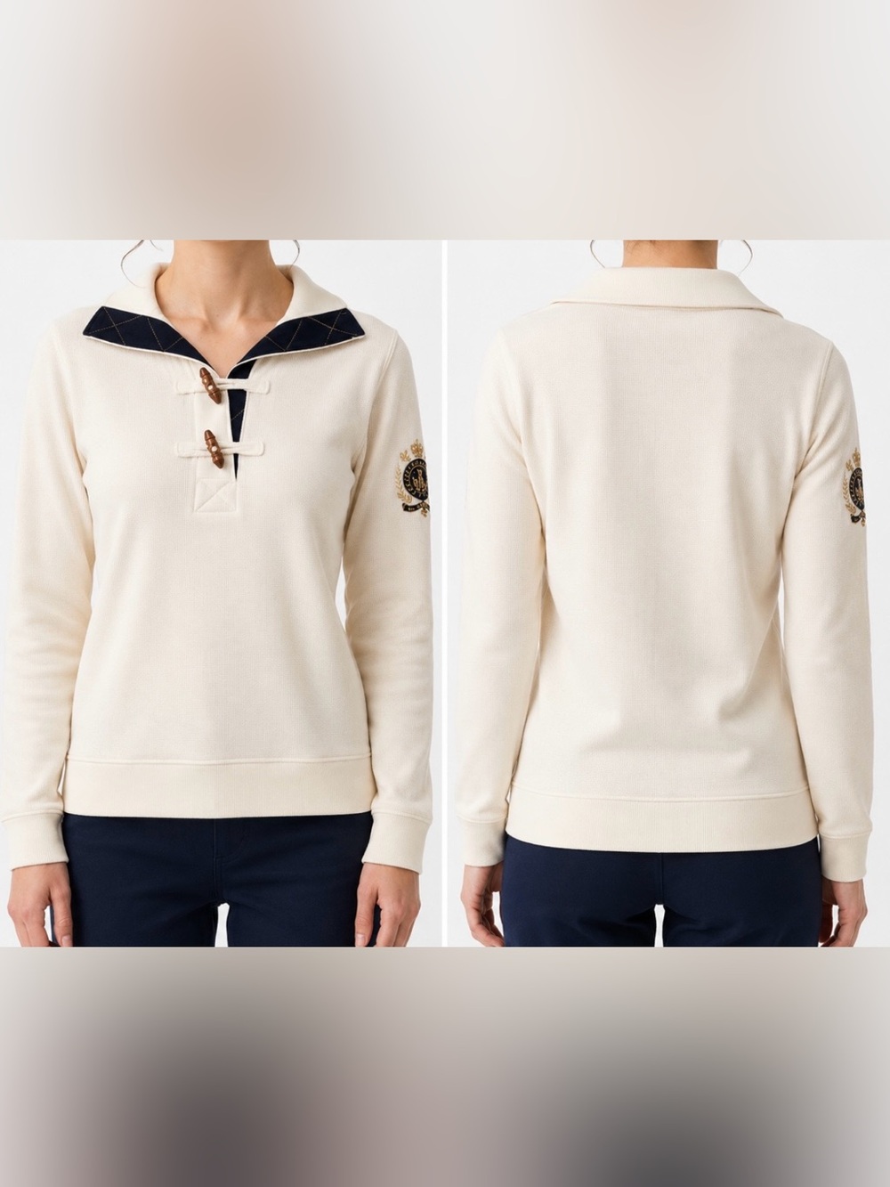 NWT RALPH LAUREN Women’s Ivory Pullover Sweater/Sweatshirt with Lots of Detail